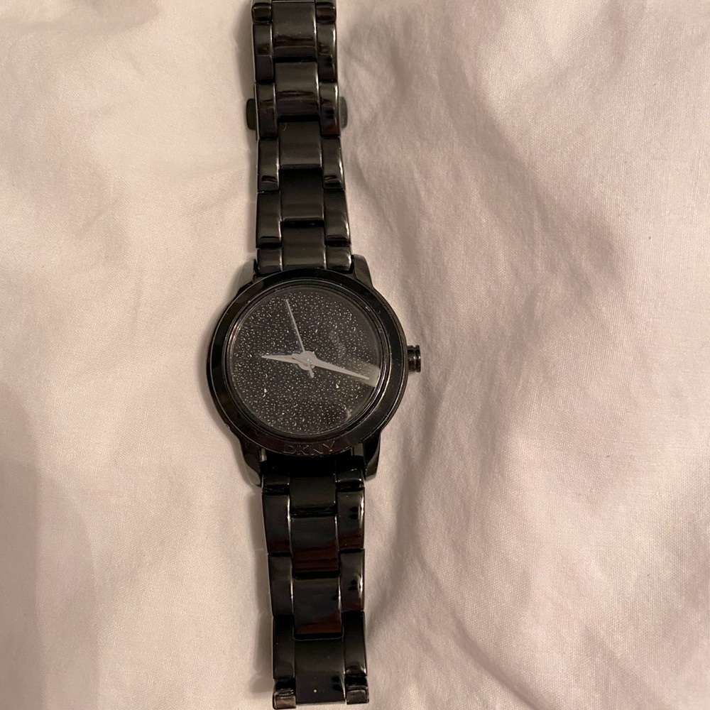 Black DKNY watch
